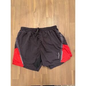 Brooks Running Shorts Men's Black Red Athletic Gym Workout Activewear Size L